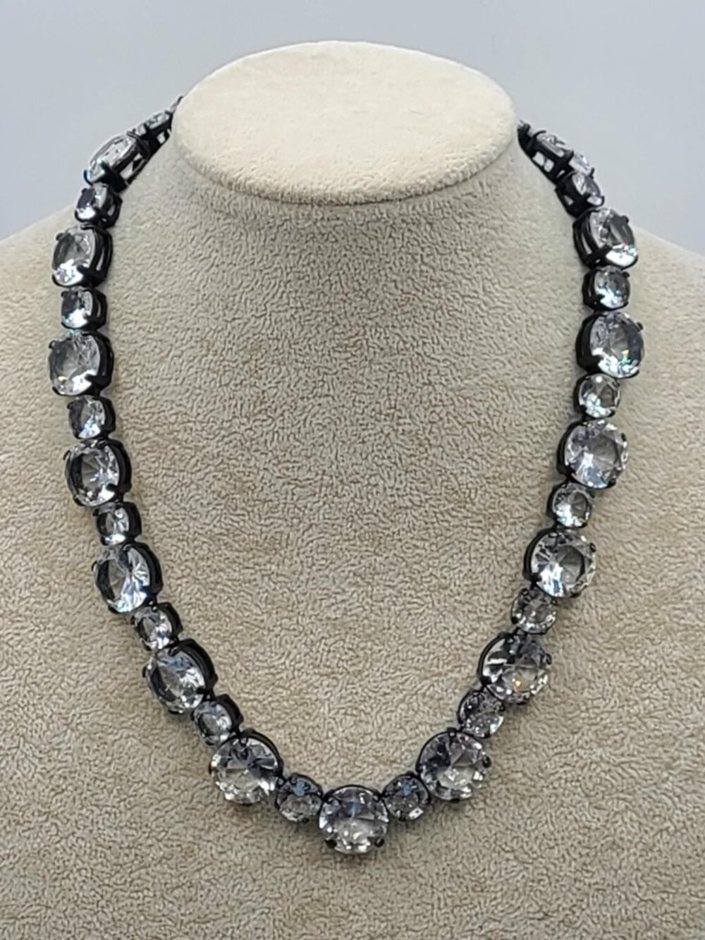 J Crew Crystal Necklace set in Gunmetal NWOT